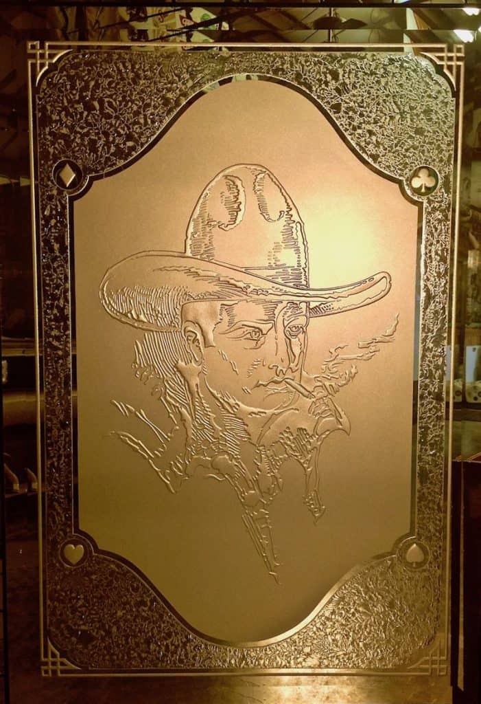 Etched Carved Glass Cowboy