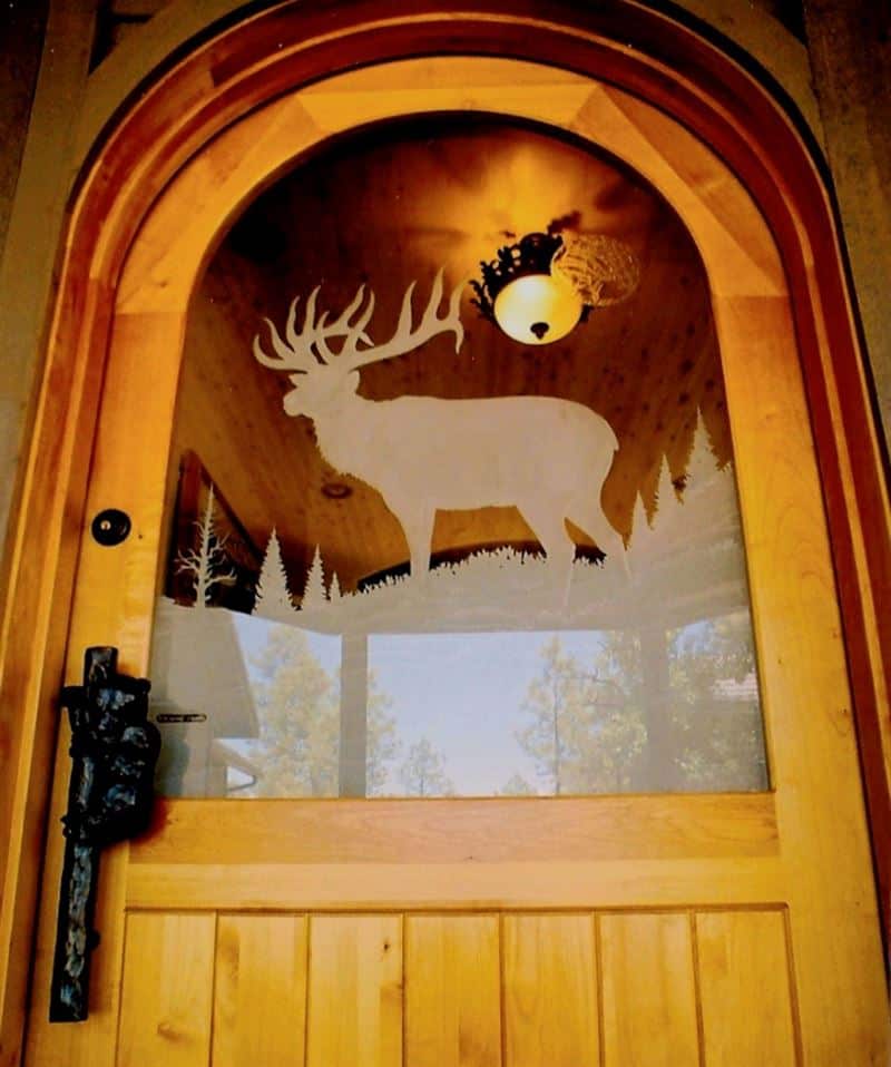 Etched Carved Glass elk door
