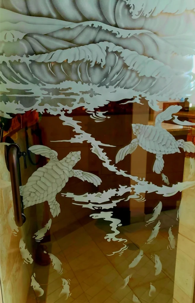 Etched Glass Turtles Etched Glass Turtles