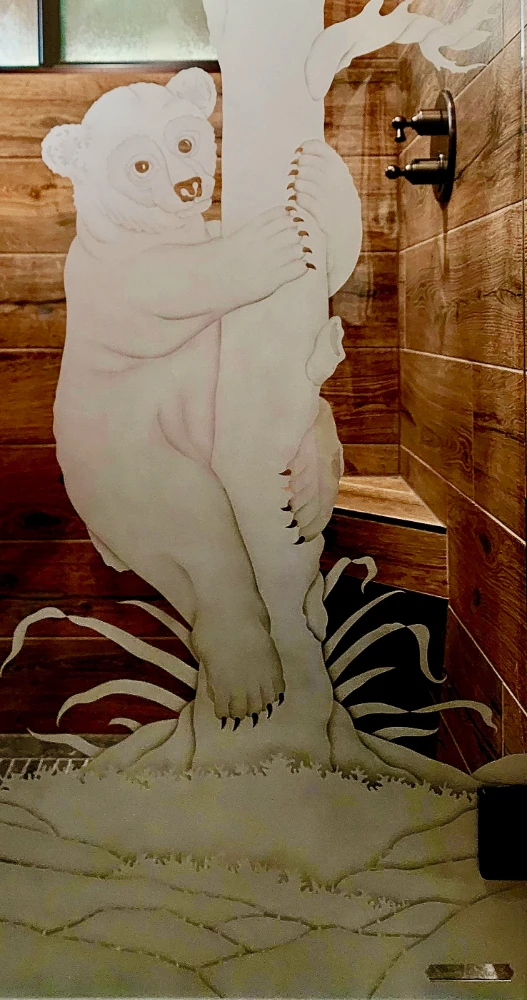 Etched Shower Bear Etched Shower Bear