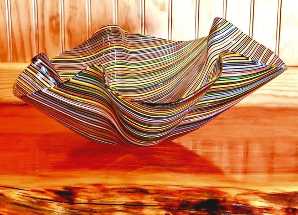 Kilnformed rainbow bowl