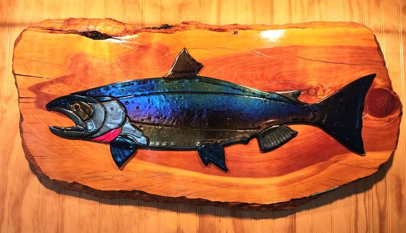 Mixed Media & Functional Art Salmon on wood