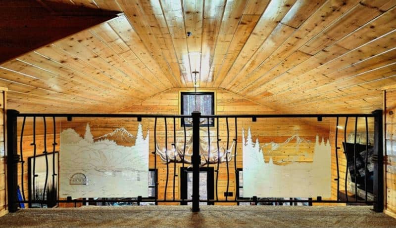 Mixed Media & Functional Art Top Floor Railings with Mountains on Glass