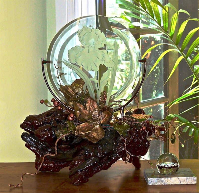 Mixed Media & Functional Art flower on flower stand