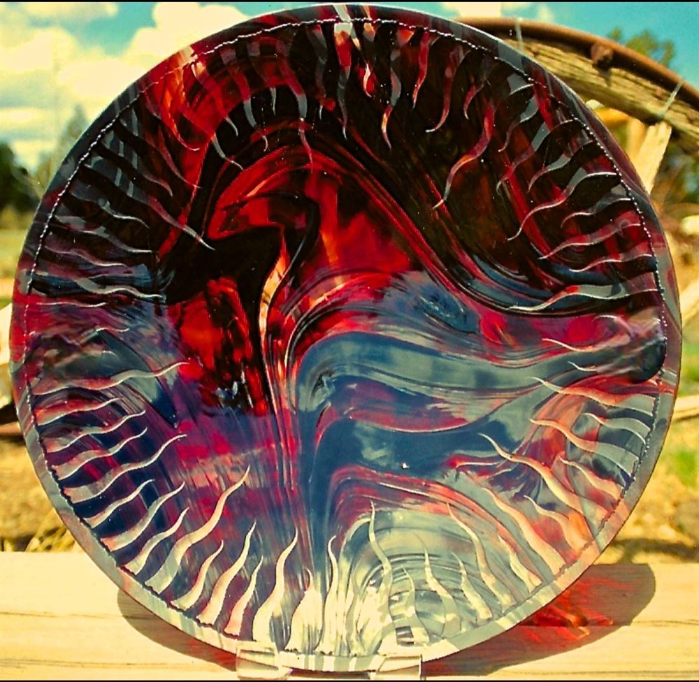 Red Bowl with Flames