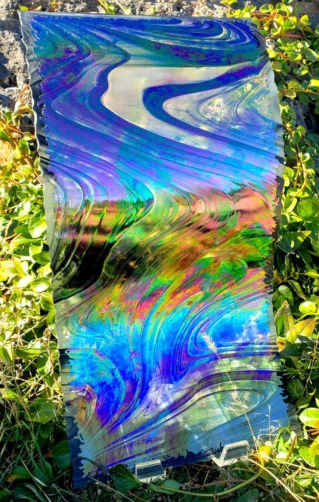 blue and rainbow glass